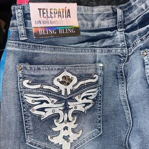 Telepatía Low Rise Boot Cut Bling Bling Women’s Junios Size 15/32 Inseam 31